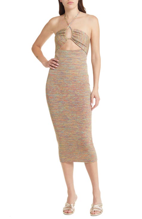 Toni Rainbow Rib Halter Dress