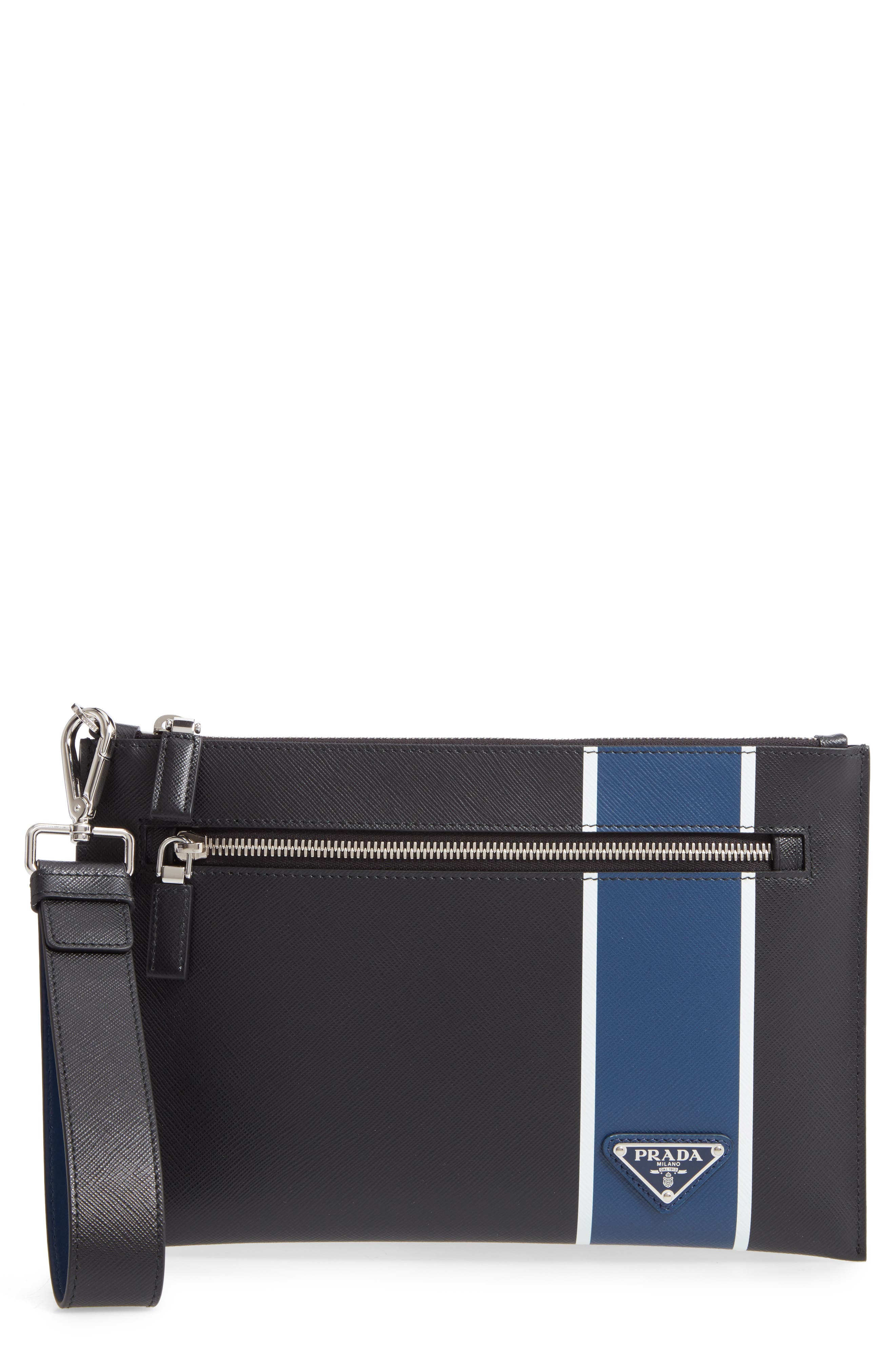 Colorblock Saffiano Leather Wrist Bag 