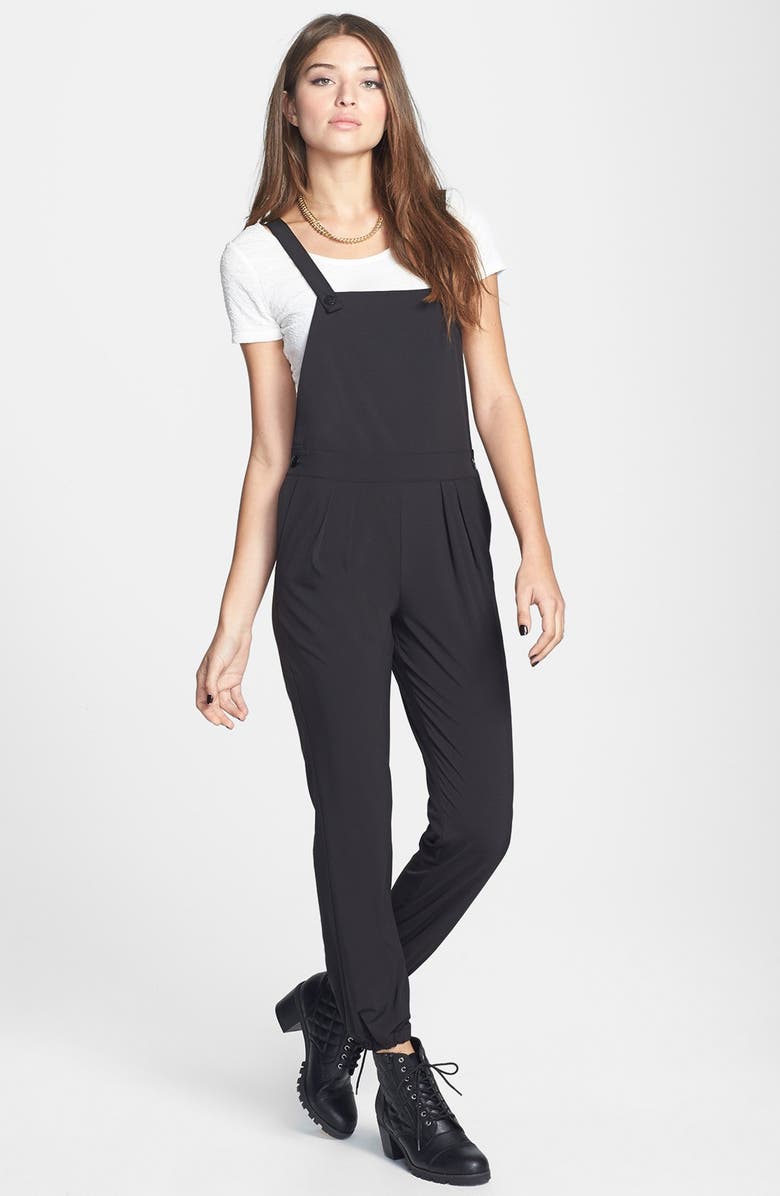 Lily White Button Strap Overalls (Juniors) | Nordstrom