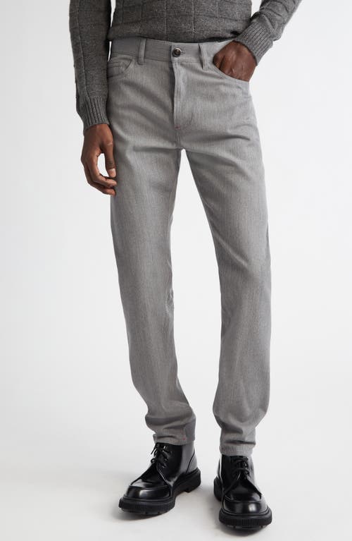 Shop Isaia Five-pocket Slim Fit Chinos In Medium Grey