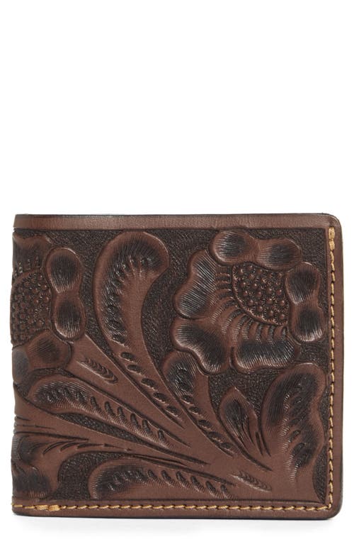 Double RL Hand Tooled Leather Wallet in Brown