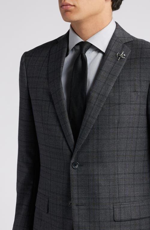 Shop John Varvatos Plaid Wool Blend Suit In Charcoal