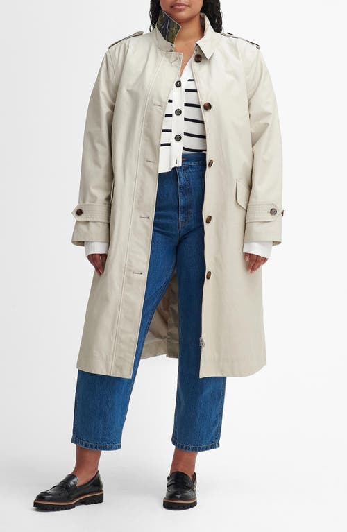 Barbour Camilla Waterproof Trench Coat In Mist/ Classic Tartan