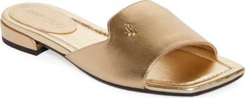 JIMMY CHOO Dina Logo Plaque Slides サンダル Jimmy Choo Dina Slides | Black | FARFETCH