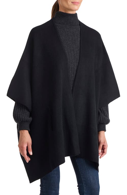 Shop Sofia Cashmere Double Knit Cashmere Cape In Black