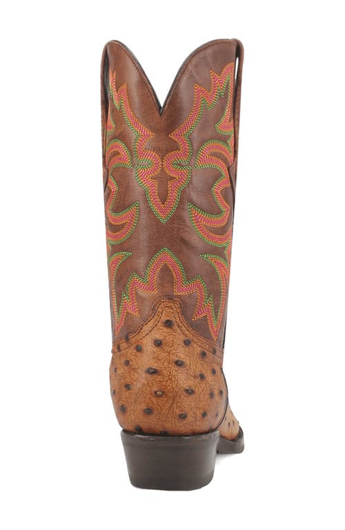 Dingo Outlaw Ostrich Embossed Cowboy Boot In Tan