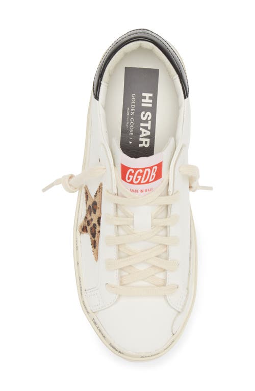 Shop Golden Goose Hi Star Platform Sneaker In White/leopard