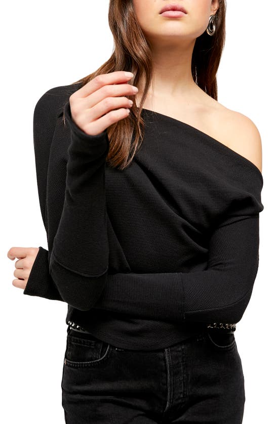 Free People We The Free Fuji Off The Shoulder Thermal Top In Black