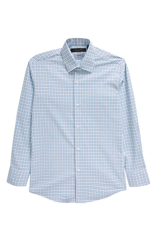 Andrew Marc Kids' Skinny Fit Check Stretch Dress Shirt In Blue/white