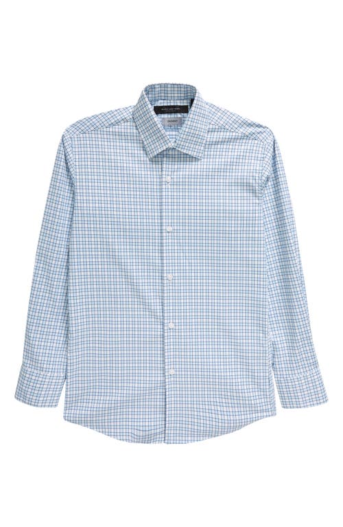 Shop Andrew Marc Kids' Skinny Fit Check Stretch Dress Shirt In Blue/white