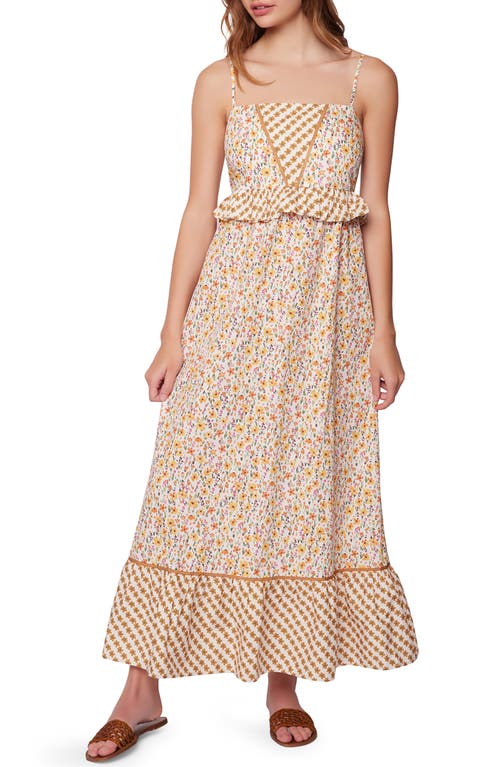 Lost + Wander Spring Sunrise Floral Ruffle Cotton Maxi Dress in Yellow Multi Floral