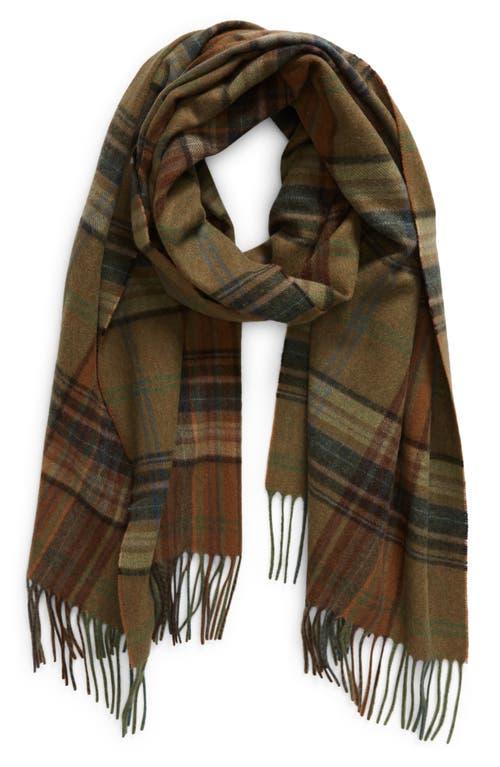 Plaid Cashmere Blanket Scarf in Taupe Multi