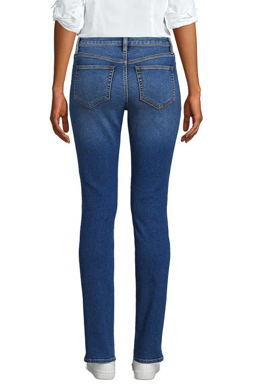 Shop Lands' End Recover Mid Rise Straight Leg Blue Jeans In Indigo Tide Blue