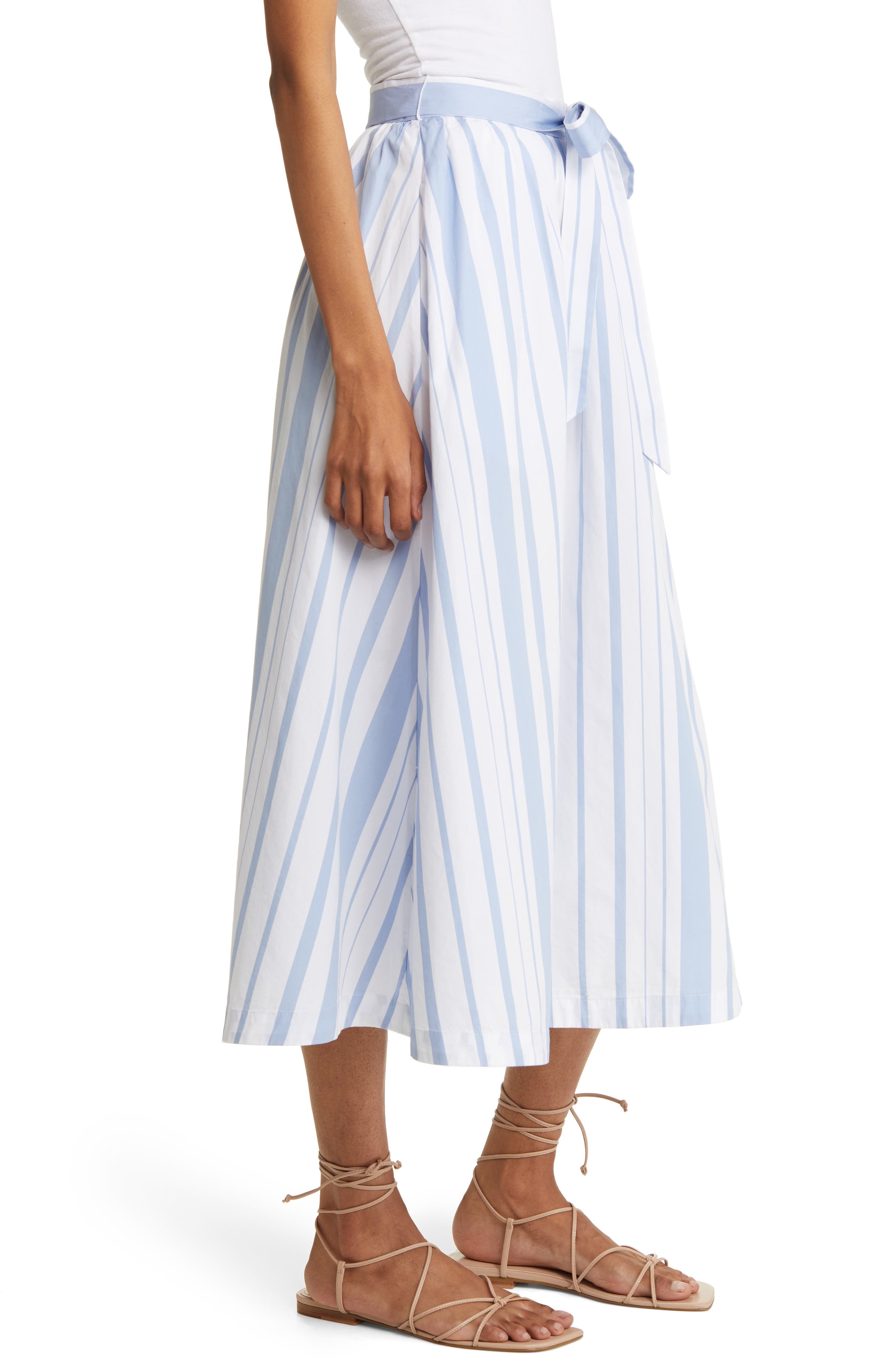 Nordstrom Signature Variegated Stripe Cotton Poplin Skirt in White