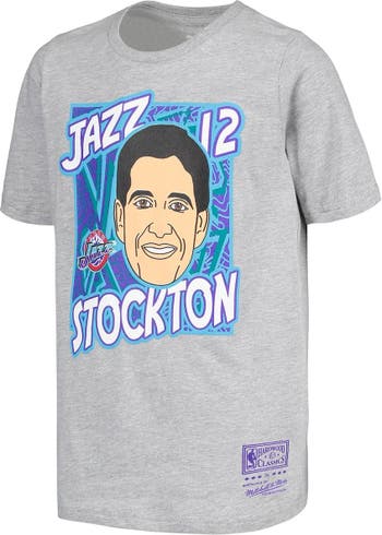 Men's Mitchell & Ness John Stockton Black Utah Jazz Hardwood