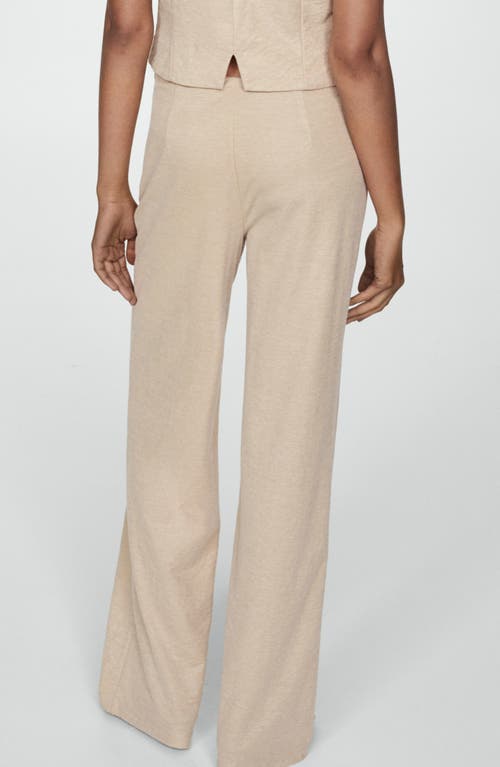 Mango Flowy Wide Leg Pants In Beige