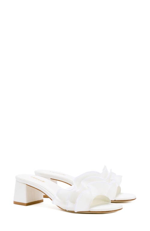 Larroudé Brigite Ruffle Raffia Sandal White at Nordstrom,