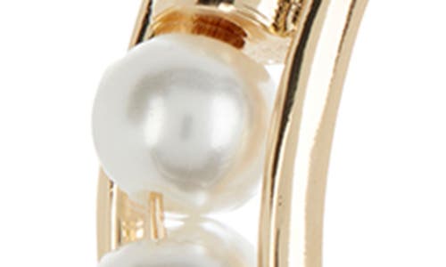 Shop Melrose And Market Imitation Pearl Wire Wrap Hoop Earrings In Goldtone/imitation Pearl