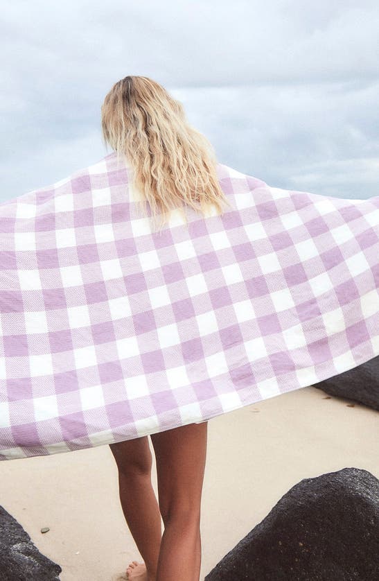 Shop Slowtide Ravello Fringe Cotton Beach Towel In Purple