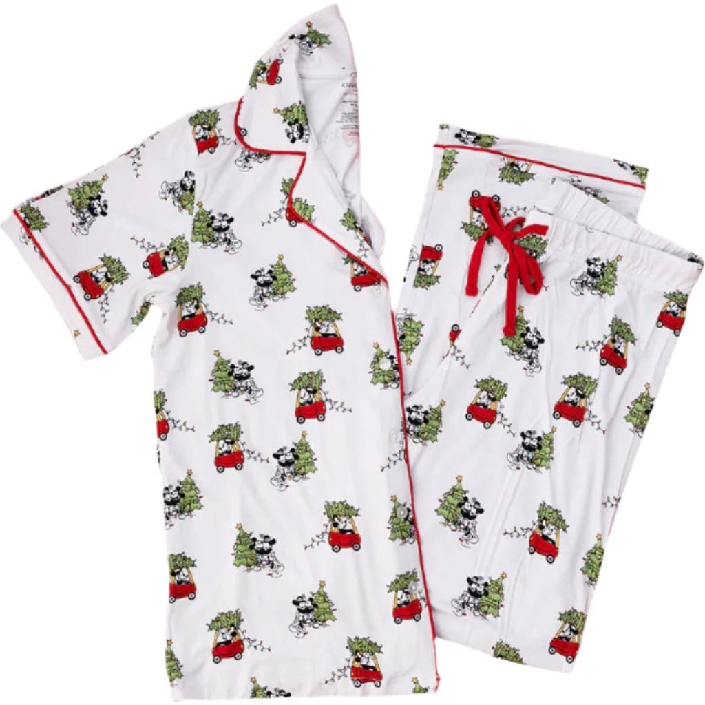 Charlie Lou Baby Steamboat Willie Christmas Notch Collar Pajama Set In White