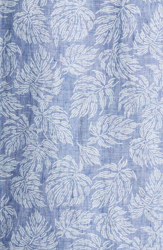 Rodd & Gunn Yelverton Sport Fit Frond Print Short Sleeve Linen Button-up Shirt In Stonewash