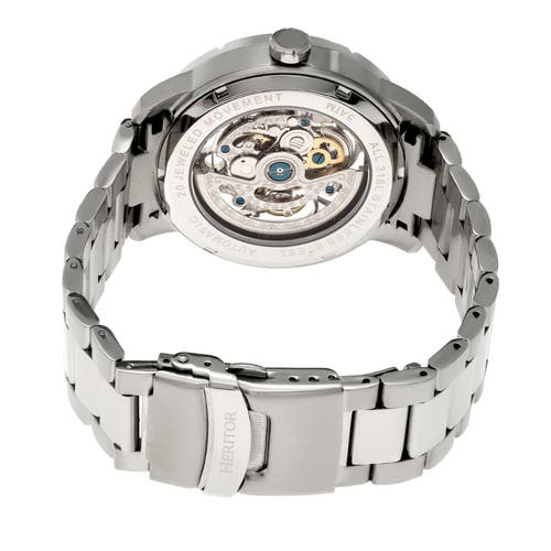 Heritor Automatic Men's Ryder Skeleton Bracelet Watch - Silver In Silver/white