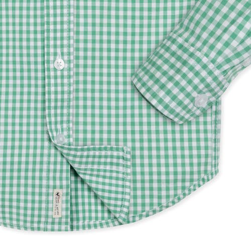 Shop Hope & Henry Baby Boys' Organic Stretch Poplin Shirt, Infant In Classic Green Gingham