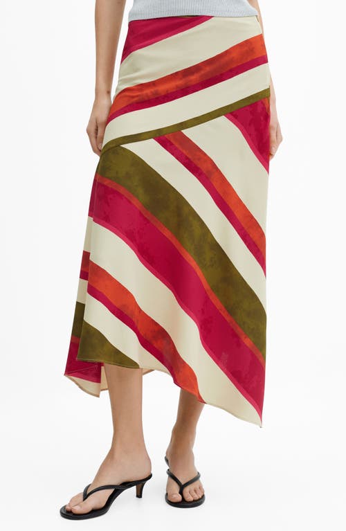 MANGO Cherry Stripe Satin Maxi Skirt Light Beige at Nordstrom,