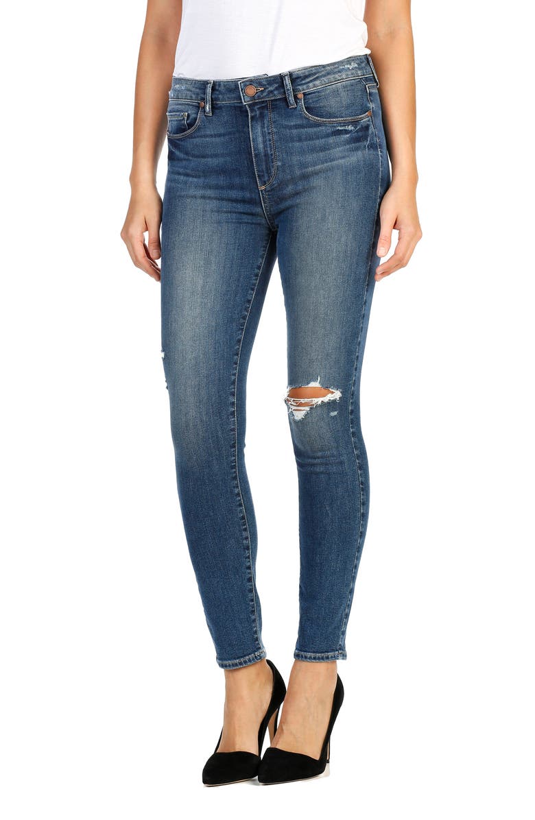 PAIGE Hoxton High Waist Ankle Skinny Jeans (Ramona Destructed) | Nordstrom