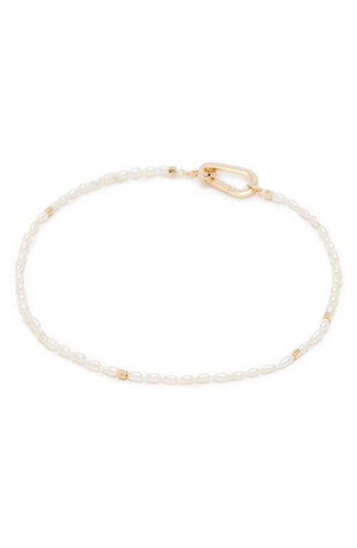 Shop Allsaints 8–8.5mm Freshwater Pearl Collar Necklace In Pearl/gold