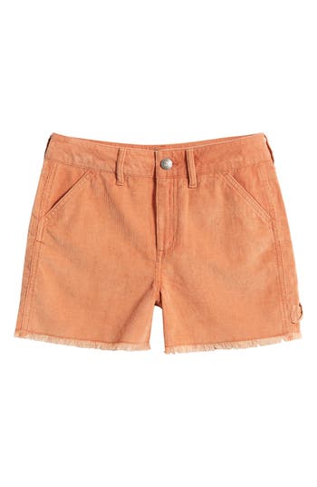 Treasure & Bond Kids' Frayed Corduroy Utility Shorts In Rust Clay