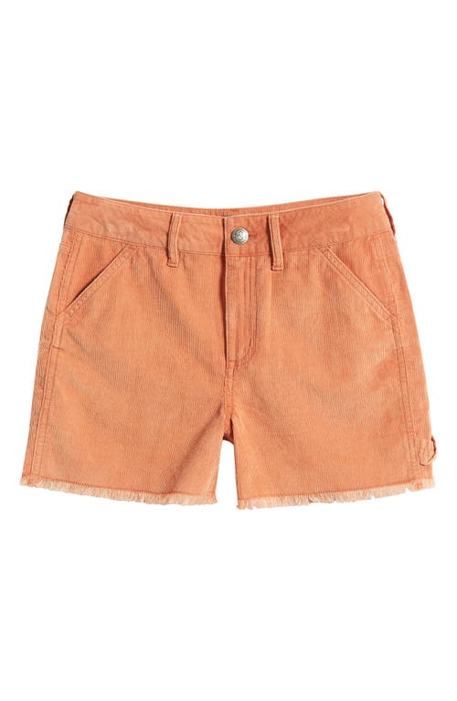 Treasure & Bond Kids' Frayed Corduroy Utility Shorts In Rust Clay