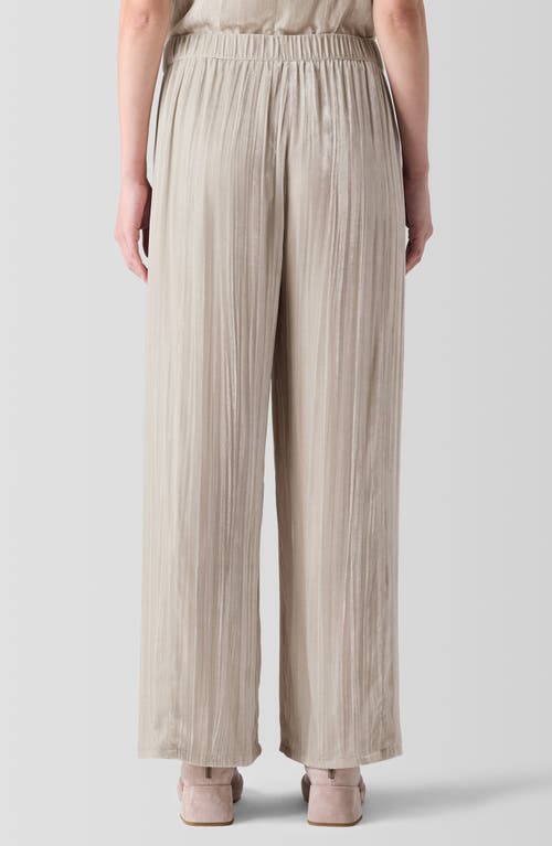 Shop Eileen Fisher Pleated Velvet Ankle Wide Leg Pants In Almond