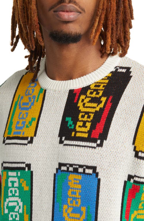 Icecream Lemon Lime Jacquard Cotton Crewneck Sweater In Whisper White