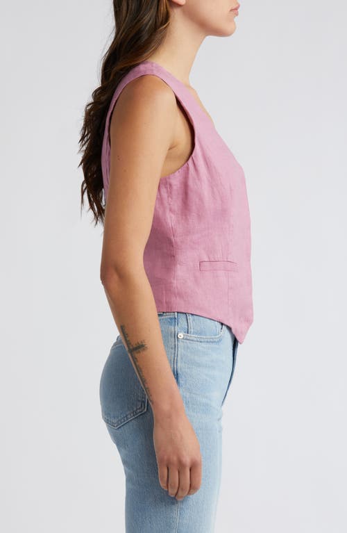 Shop Madewell Single Breasted Linen Vest In Shaded Pink