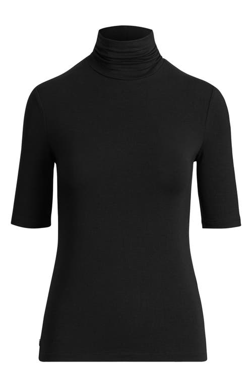 Shop Lauren Ralph Lauren Jersey Turtleneck Top In Polo Black