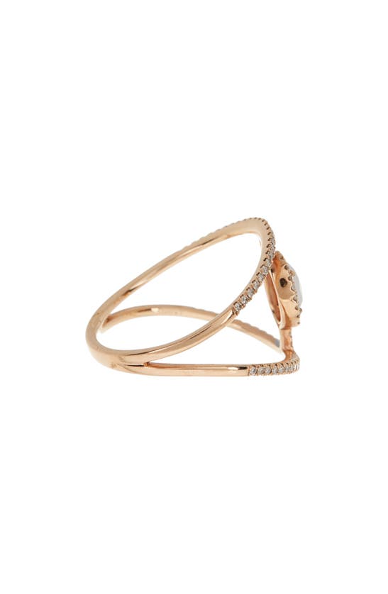 Shop Meira T Diamond & Chalcedony Split Shank Ring In Pink Gold