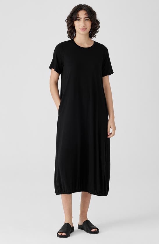 Shop Eileen Fisher Stretch Jersey Midi Dress In Black