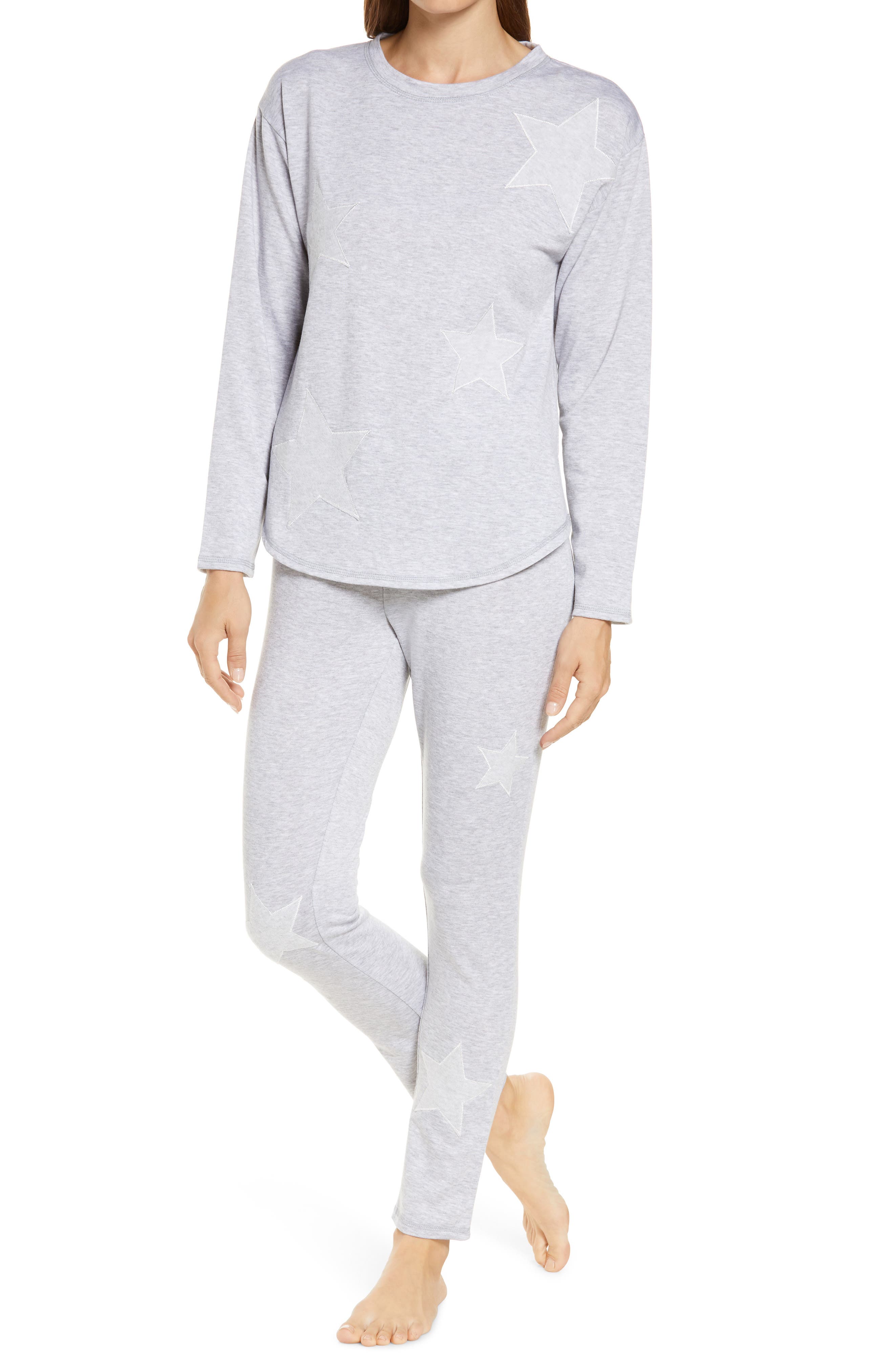 Emerson Road Star Brushed Pajamas in Heather Gray at Nordstrom