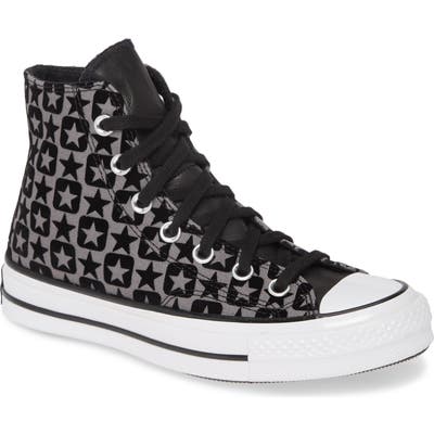 Converse Chuck Taylor All Star Flocked Canvas High Top Sneaker, Black