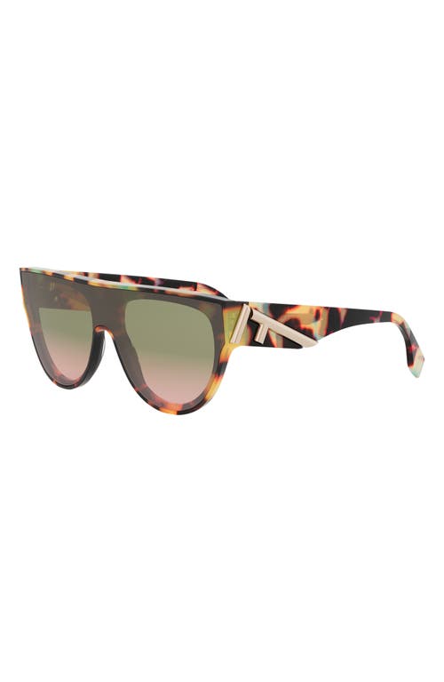 Shop Fendi ' First 139mm Flat Top Sunglasses In Havana/other/gradient Green