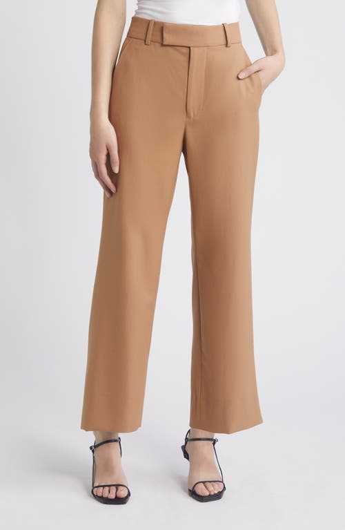 Frame Easy Slim Wool Blend Crop Trousers In Light Camel