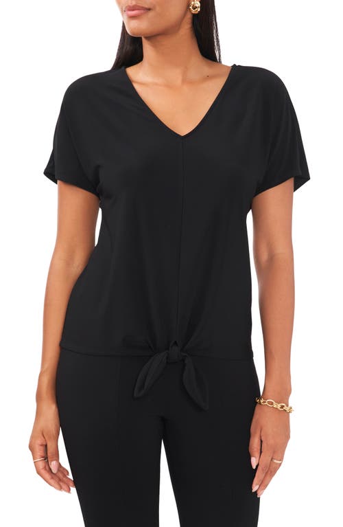 Chaus Tie Front V-Neck Top in Black at Nordstrom, Size Medium