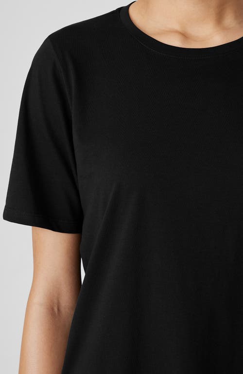 Shop Eileen Fisher Crewneck Organic Cotton T-shirt In Black