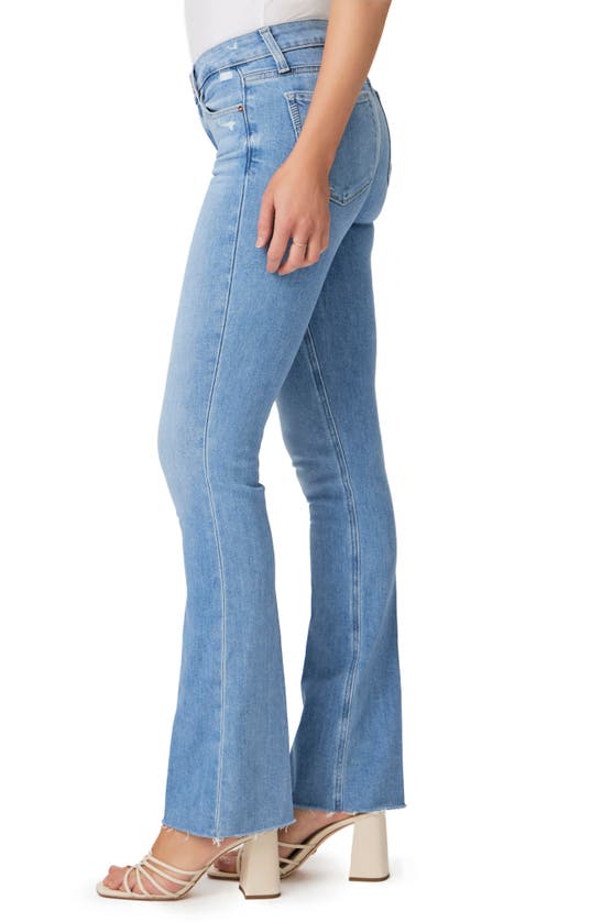 Shop Paige Manhattan High Waist Raw Hem Bootcut Jeans In Helena