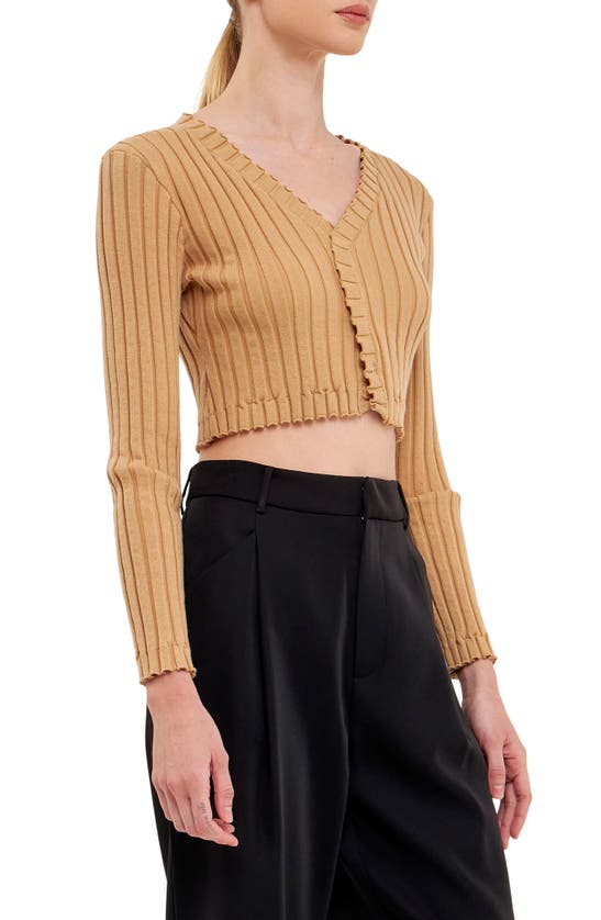 ENDLESS ROSE ENDLESS ROSE CROP LETTUCE EDGE LONG SLEEVE TOP HN268T