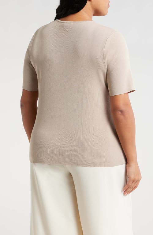 Shop Tahari Asl Short Sleeve Sweater In Sand