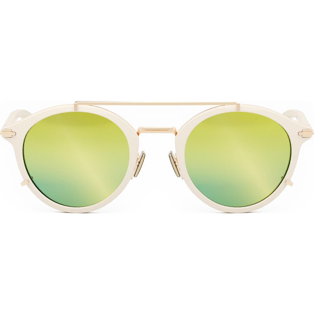 Dior 'blacksuit R7u 50mm Round Sunglasses In Ivory/green Mirror