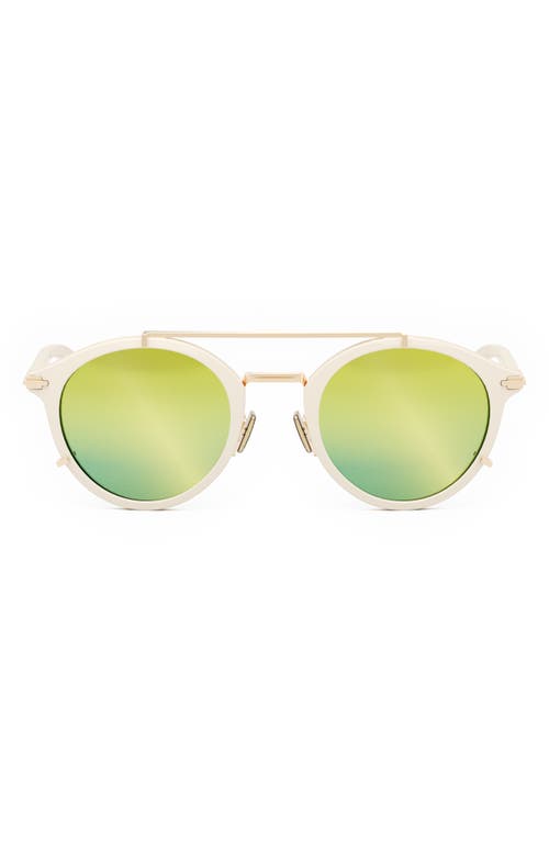 'DiorBlackSuit R7U 50mm Round Sunglasses in Ivory /Green Mirror at Nordstrom