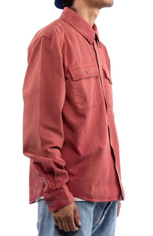 Shop Round Two Overdye Canvas Button-up Shirt In Maroon